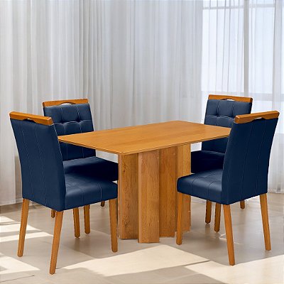 Mesa Recife 120x80 Cinamono Laminado com 4 Cadeiras Sophia