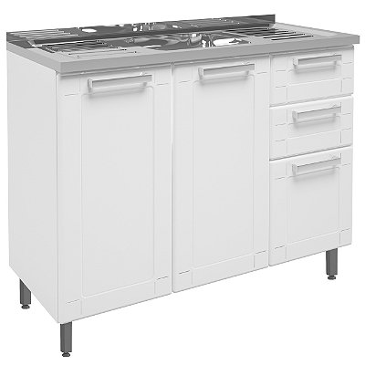 Balcão Aço 02G03P. 1.05m com Pia Inox - Bertolini