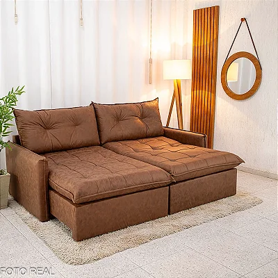 Retrátil Reclinável /Cama Andradas 2.20m Korino Marrom 410 Molas Ensacadas - Sem Caixa