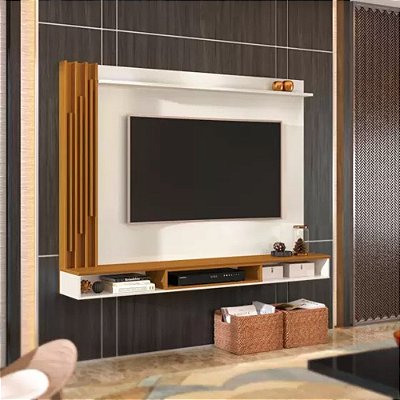 Painel Aston 1.80m Tv até  55″ – Off White/Cedro