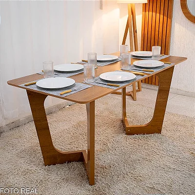 Mesa de Jantar Dubai Tampo Londres 160x80 Cinamomo 100% MDF - Cel Móveis
