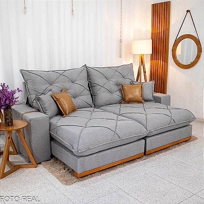 Retrátil e Reclinável 2.50m Malibu Espuma D33 e Molas Ensacadas