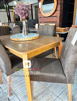 Mesa Alegra 120x80 com 04 Cadeiras Lisboa em Veludo