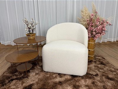 Poltrona Decorativa Doha Linho Bege - Luxury