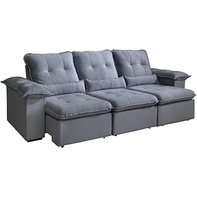 Retrátil e Reclinável Arsenal 5 Lugares 2.70m em Veludo