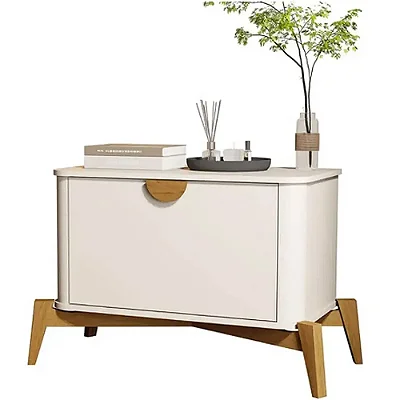 Mesa de Cabeceira Buriti com 1 Porta e Pés de Madeira Maciça JB Bechara