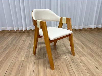 Cadeira Ravena Concha Madeira Maciça em Linho - Minas Plac