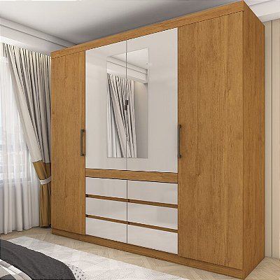 Roupeiro Império 4 Portas 6 Gavetas Larg. 2.00m - Carioca Móveis