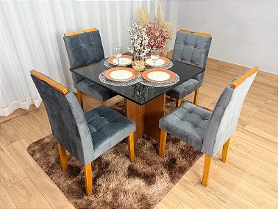 Mesa de Jantar Los Angeles 0.90×0.90 c/ 4 Cadeiras Londres