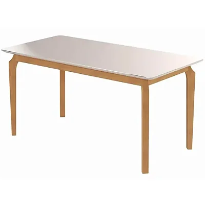 Mesa Alegra 180×90 com Vidro Cinamomo/Off White Jcm