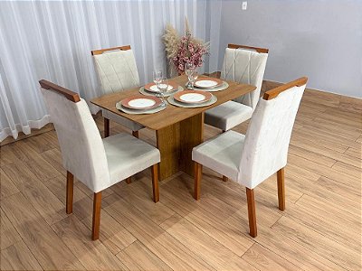 Mesa de Jantar Salinas Cinamomo 1.20×0.80 s/Vidro c/4 Cadeiras Isa