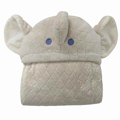 Toalha de Banho com Capuz Power sec Animada 3d - Elefante - Laço Bebê