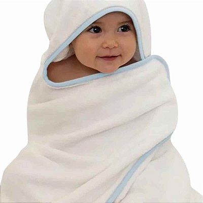 Toalha de Banho Com Capuz Comfort Power Sec - Azul - Laço Bebê