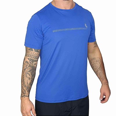 Camiseta T-Shirt AM Basica II Poliamida Masculina Proteção UV 50+ Esportiva - Azul Anil - Lupo