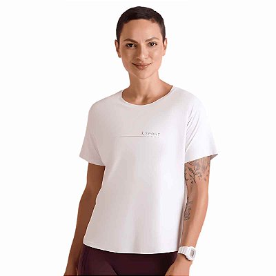 Camiseta Esportiva Poliamida Básica Feminina  - Branca - Proteção Solar Respirável - Lupo