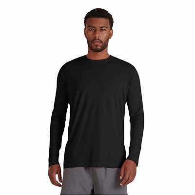 Camiseta Masculina Manga Longa - Preta - UV50+ e Repelente de Mosquitos - Lupo