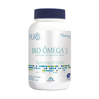 Bio Ômega 3 - Óleo de peixe com vit E em cápsulas. Anti-inflamatório, atua no controle do colesterol e triglicerídeos