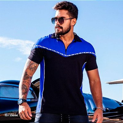 Polo esportiva personalizada azul