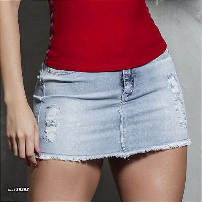 Mini saia jeans claro