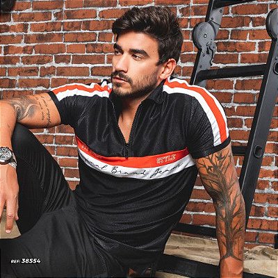 Camiseta polo masculina preta