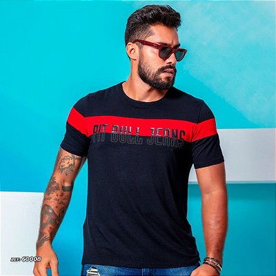 Camiseta masculina com recorte e logomania