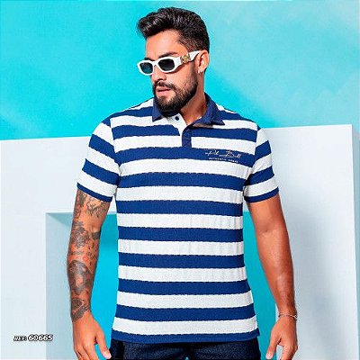 Camiseta gola polo listrada