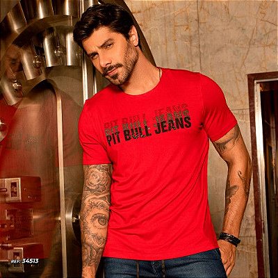 Camiseta masculina vermelha com logomania exclusiva
