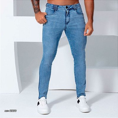 Calça slim masculina azul
