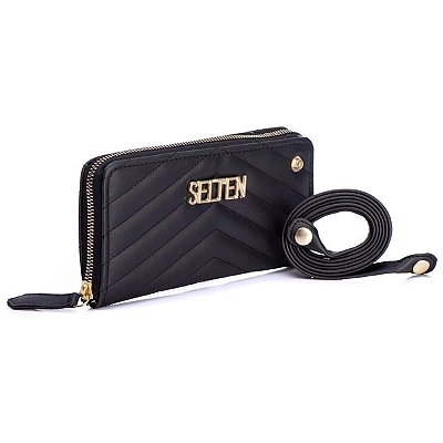 Carteira Clutch Feminina Barcelona com Zíper e Alça Removível Selten