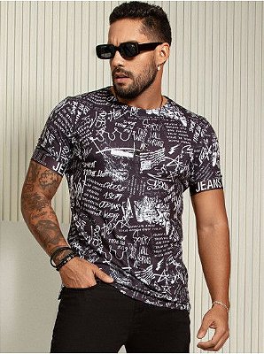 Camiseta Masculina Estilosa Estampada com Logomania