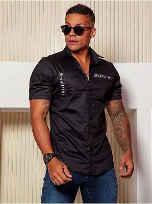 Camisa Masculina Clássica com Manga Curta