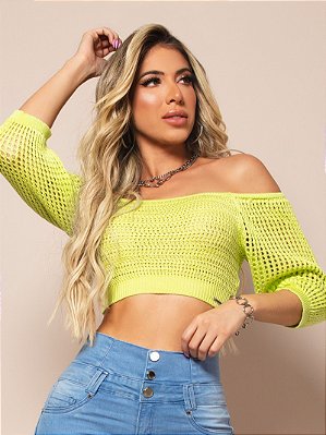Cropped de Tricot Ombro a Ombro