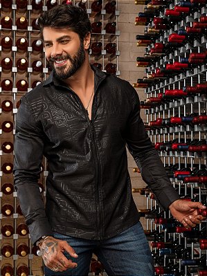 Camisa Social Masculina com Logomania