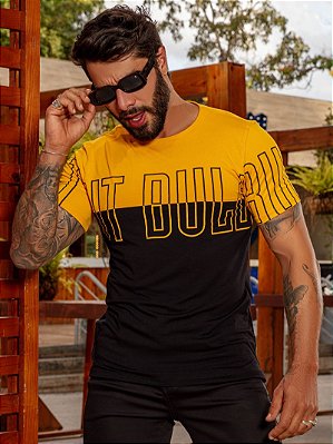 Camiseta Masculina Preta e Amarela