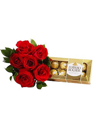 Buquê Mimo de Rosas e Chocolate