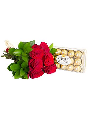 Buquê Mimo de Rosas e Ferrero Rocher