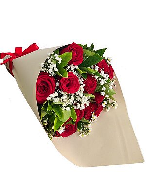 Buquê de 12 rosas no cone
