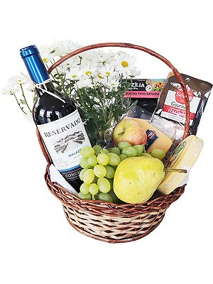 Cesta Premium de Vinhos & Queijos