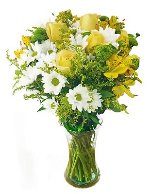 Vaso Encanto Amarelo e Branco