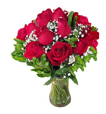 Vaso Encanto de Rosas Vermelhas