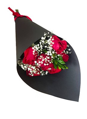 Buquê de 6 rosas no cone