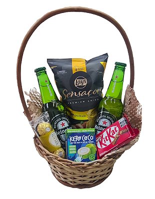 Cesta Heineken com Ferrero Rocher e Chips