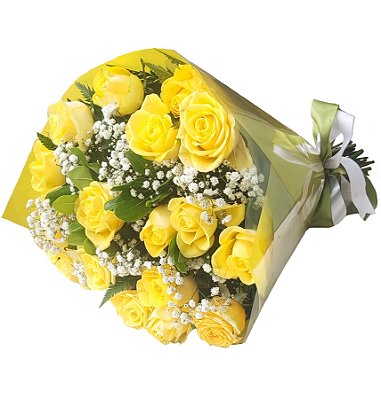 Buquê Tradicional De 18 Rosas Amarelas