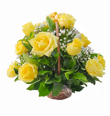 Cesta de Rosas Amarelas