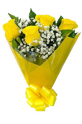 Buquê 4 rosas amarelas