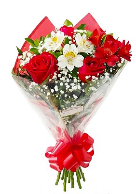 Mini Buquê de Rosas com Astromélias