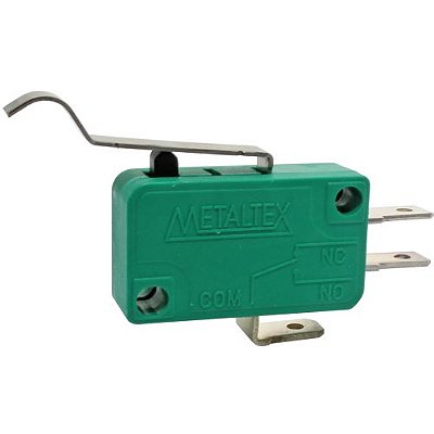 NS0-040D MICRO CHAVE 1 CONTATO REVERSÍVEL 10A 250VCA ATUADOR COM ALAVANCA ROLETE SIMULADO 32,6MM METALTEX