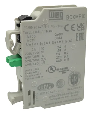 BCXMF-10 BLOCO DE CONTATO AUXILIAR FRONTAL 1NA PARA CWM9 A CWM105 10356473 WEG