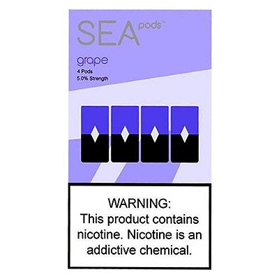 SEA PODS  - 5% Salt Nicotine - GRAPE (1 CAIXA (REFIL) COM 4 PODS).