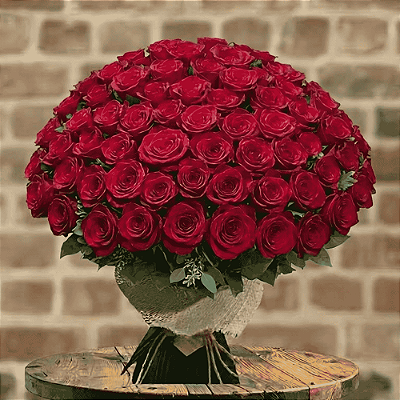 Buquê 100 Rosas Colombianas vermelhas